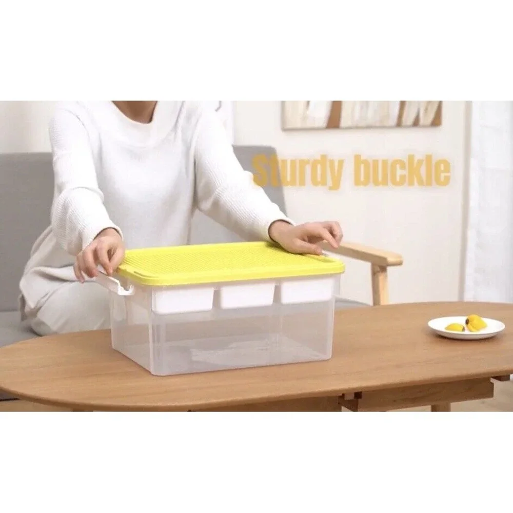 Citylife 17 QT Plastic Storage Box with Building Baseplate 1 Pack-17 QT Yellow